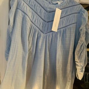 Veronica Beard Sky Blue Textured Top